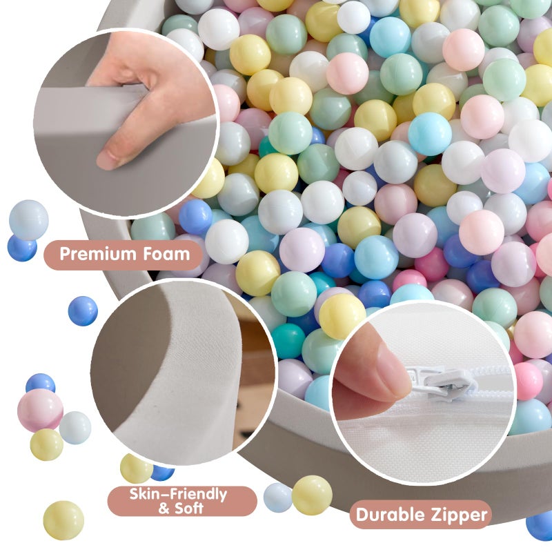 Aunekiv 35.4"" x 11.8"" Foam Ball Pit for Toddlers  Baby Round Balls Pool for Babies 1-3  Kids Play Ball Pits Ideal Gift for Boys and Girls  Balls Not Included  Grey - Image 3